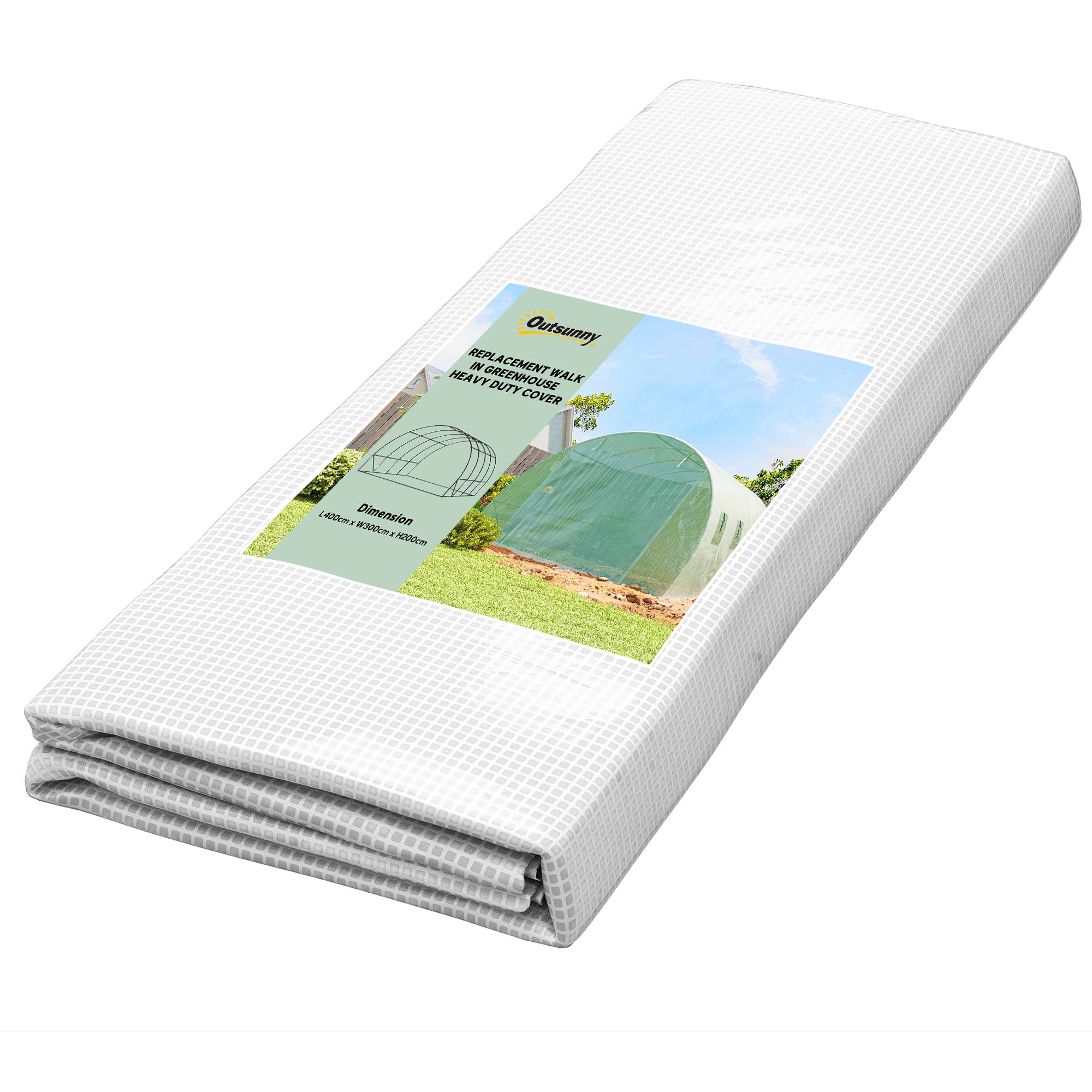 Outsunny 4 x 3 x 2m Greenhouse Replacement Cover ONLY Winter Garden Plant PE Cover for Tunnel Walk-in Greenhouse with Roll-up Windows Door Outdoor, Green