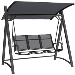Outsunny 3 Seater Swing Chair, Garden Swing Bench with Adjustable Tilting Canopy, Breathable Mesh Seat 360 kg Capacity, Grey