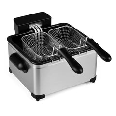 5L Electric Deep Fryer with 3 Baskets and LED Touch Screen for Kitchen-Silver
