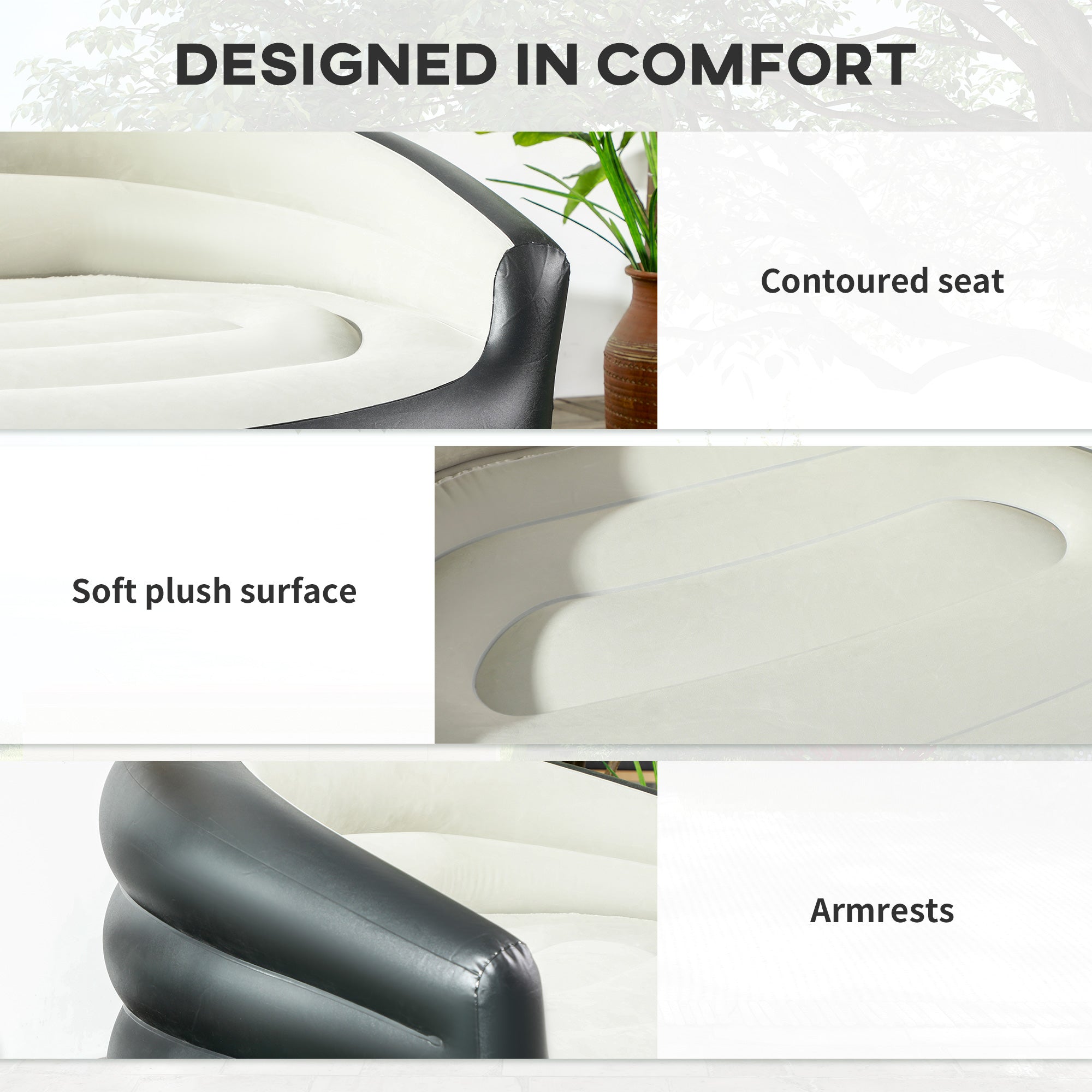 Outsunny Double Inflatable Seat - Grey/Black