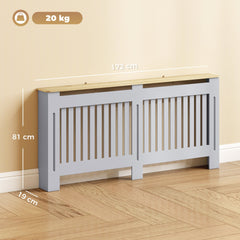 HOMCOM Slatted Radiator Cover, Painted Cabinet with Line Grill Design, 172L × 19W × 81H cm, Grey