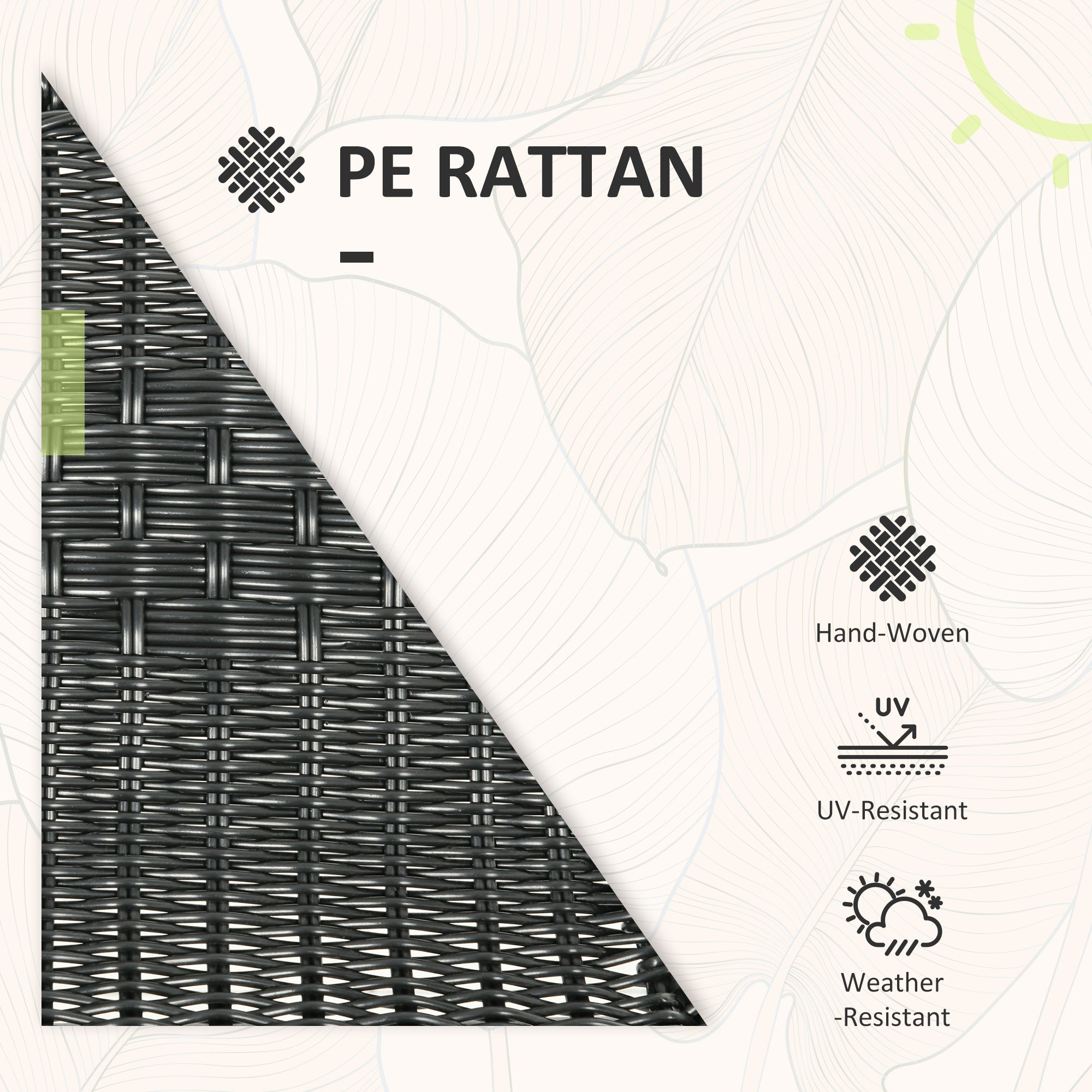 Outsunny 3 Pieces Rattan Bistro Set - Black