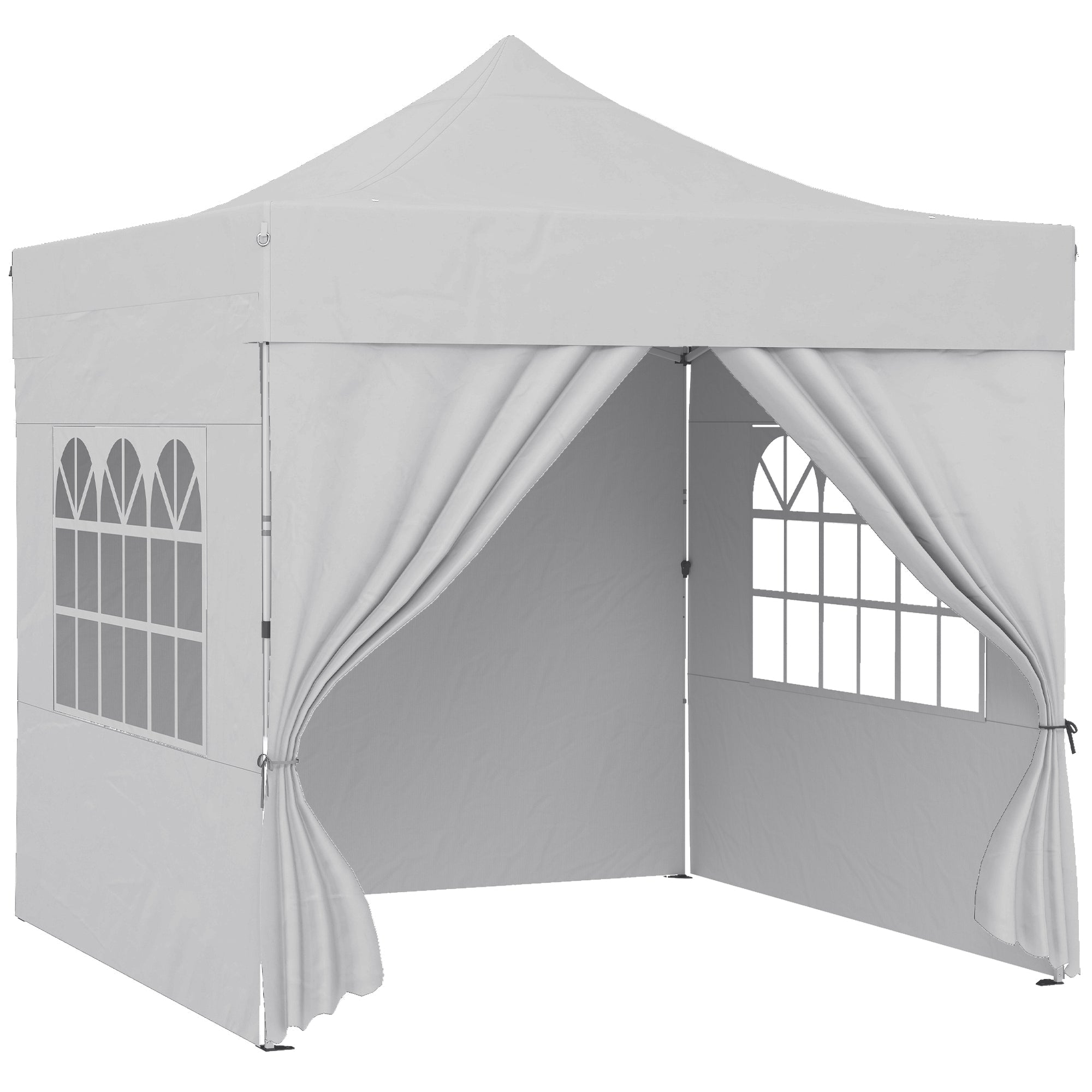 Outsunny 3 x 3 m Pop Up Gazebo with Sidewalls, UPF50+ Heavy Duty Garden Party Tent Marquee with Wheeled Carry Bag, Silver Grey