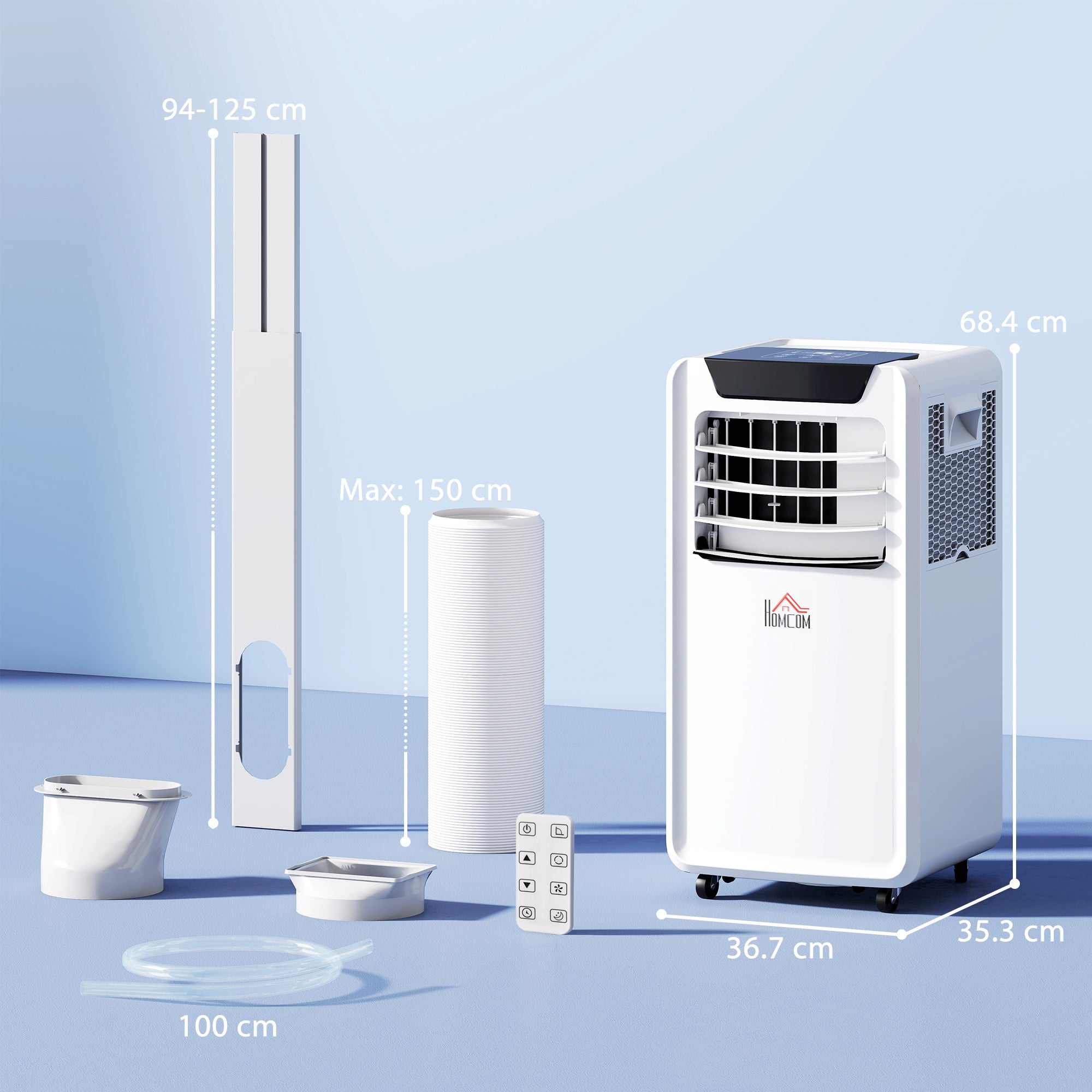 HOMCOM 10000 BTU Air Conditioning Unit, 3-in-1 Portable Air Conditioner, Dehumidifier, Cooling Fan with Remote Control, LED Display, 2 Speeds, 24H Timer, Window Venting Kit, 30m√Ç¬≤