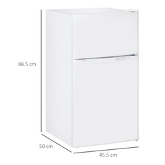HOMCOM 88L Under Counter Fridge Freezer, Small Refrigerator with 5-Setting, 3 Star Freezer Rating, White