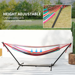 Outsunny 298 x 117cm Hammock with Stand Camping Hammock with Portable Carrying Bag, Adjustable Height, 120kg Load Capacity, Multicolour
