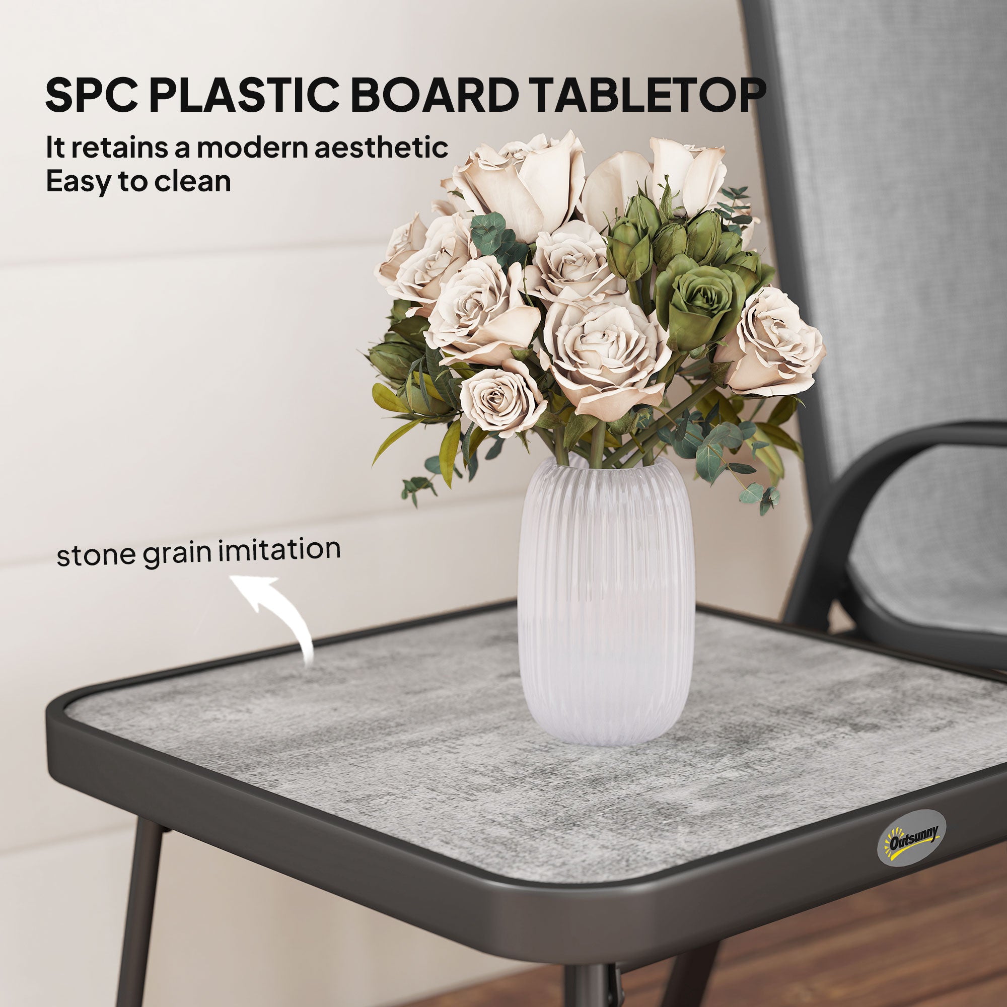 Outsunny Three-Piece Metal Frame Garden Seating Set - Grey