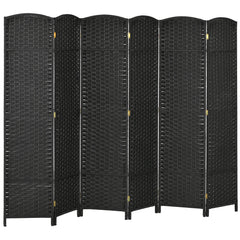 HOMCOM 6 Panel Folding Room Divider, Freestanding Privacy Screen for Living Room, Bedroom and Office, 240 x 170cm, Black