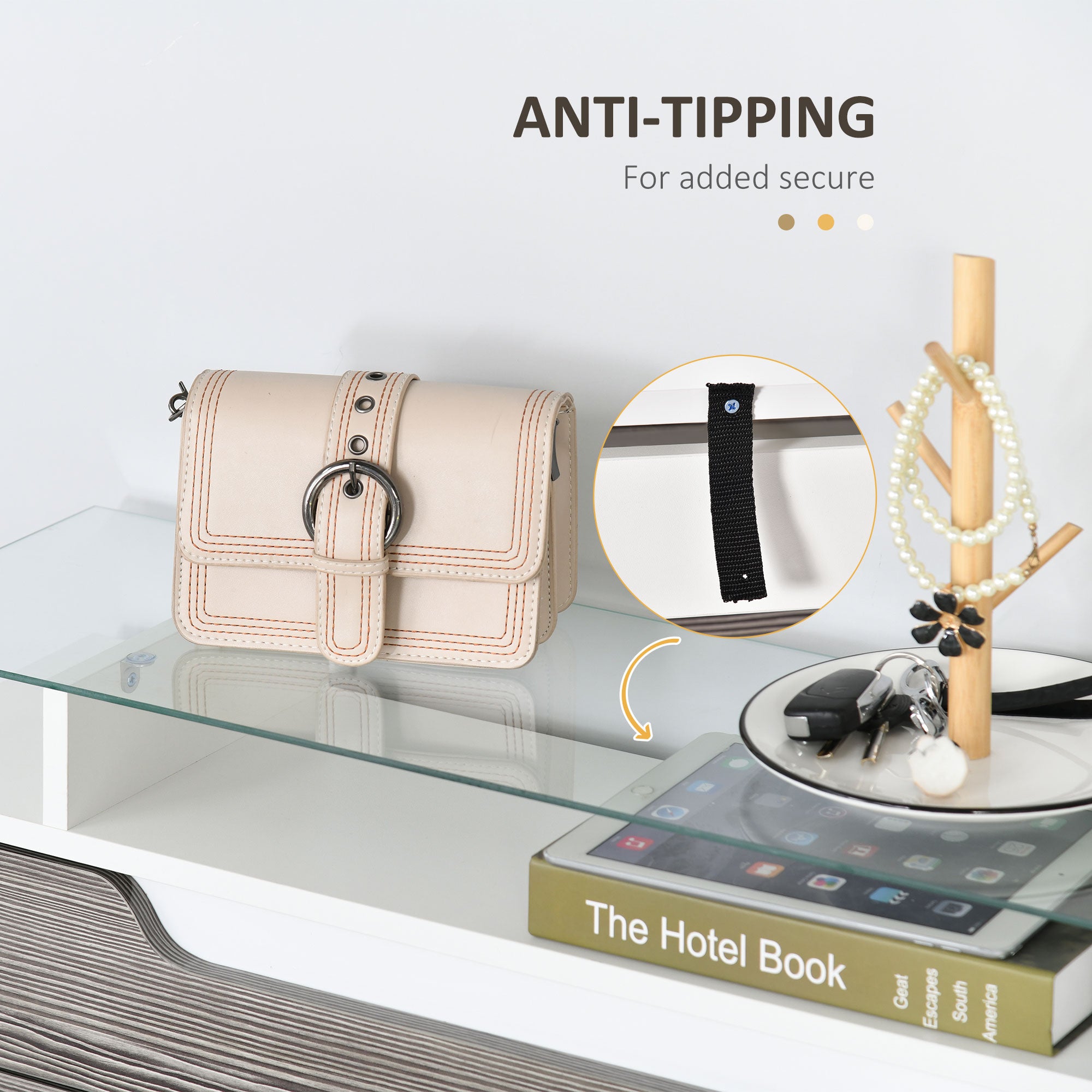 HOMCOM Shoe Storage Cabinet with Slide Out Drawer, 2 Flip Doors, Tempered Glass Top - Grey