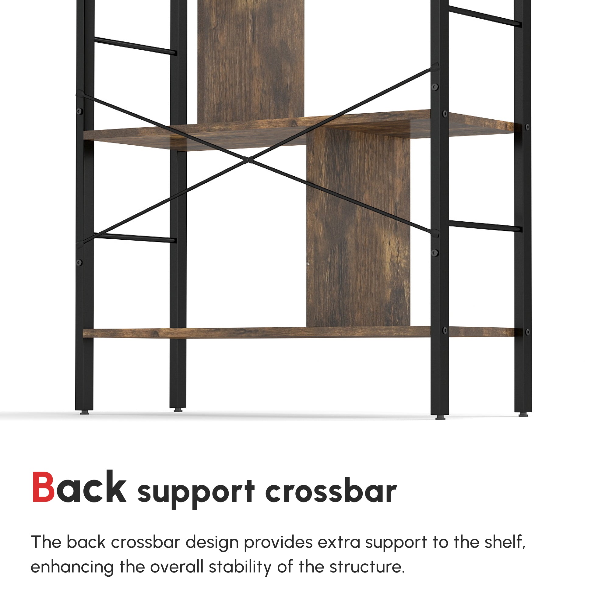 HOMCOM Industrial Storage Unit, 5 Tiers Bookcase with Open Compartments for Office Living Room, Bedroom, Rustic Brown and Black