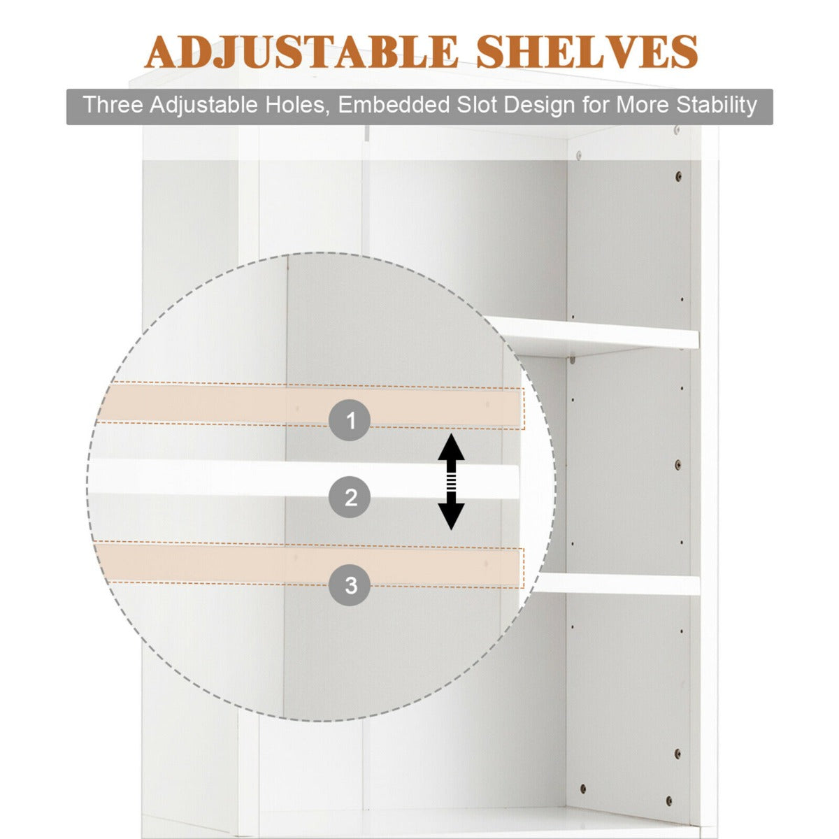 Wooden Tall Bookcase with 3-Tier Storage Cabinet-White
