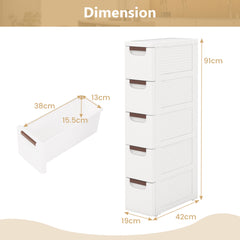 3/4/5/6-Drawer Narrow Storage Cabinet for Small Space-5-Tier