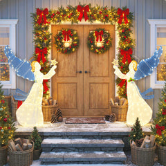 5 FT Lighted Angel Christmas Decoration 3D Pre-Lit Halo Angel Holding Star