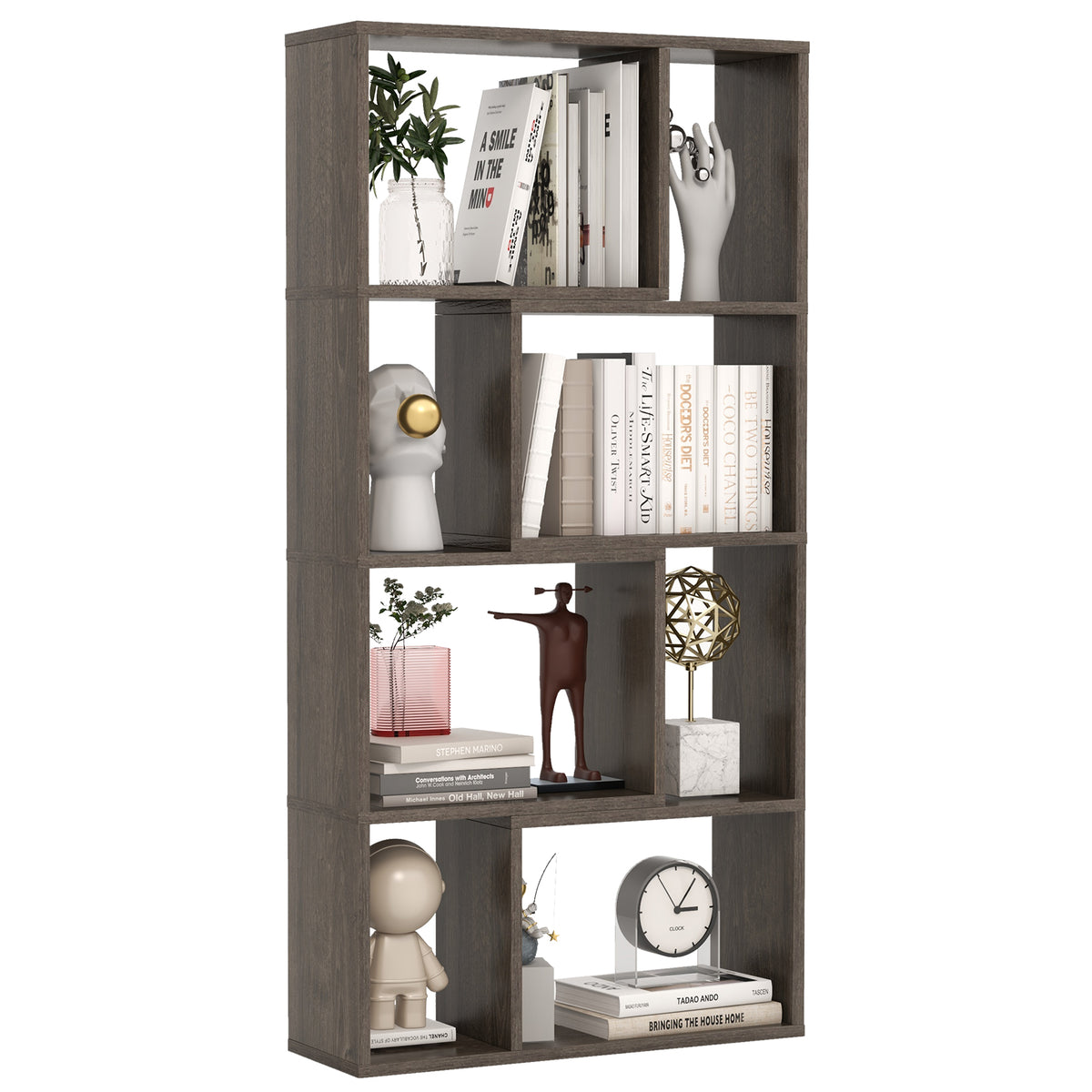 5-Tier Geometric Bookshelf in Grey