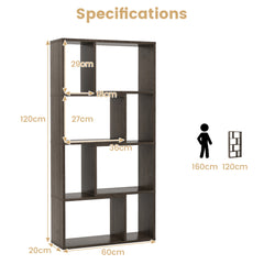 5-Tier Geometric Bookshelf in Grey