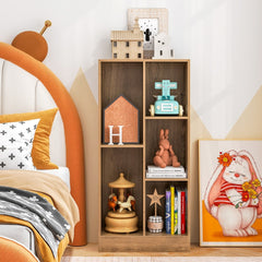 The natural wood effect bookcase in a child's bedroom, filled with toys and books