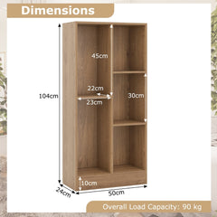 Dimensions diagram for the natural wood effect bookcase showing height, width and depth