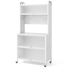 5 Tier Kitchen Bakers Rack Multifunctional Microwave Stand-White