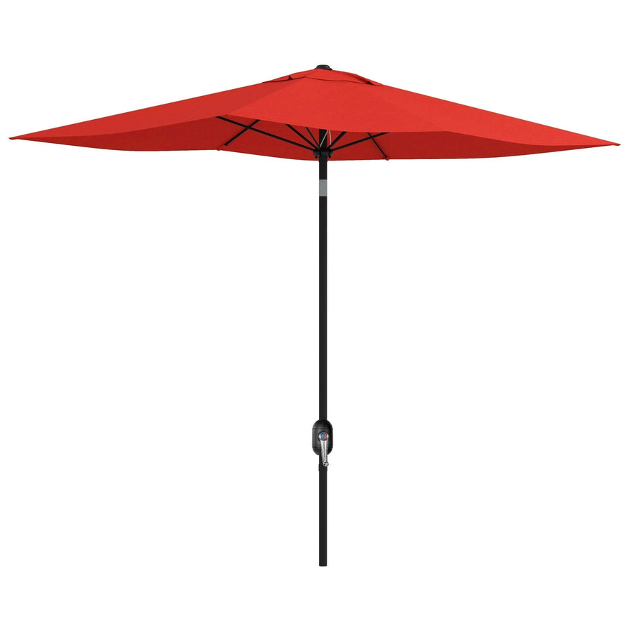 Outsunny 2 x 3(m) Garden Parasol Umbrella, Rectangular Outdoor Market Umbrella Sun Shade with Crank & Push Button Tilt, 6 Ribs, Aluminium Pole, Wine Red