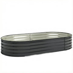 Outsunny Galvanised Raised Garden Bed, Metal Planter Box with Safety Edging, for Flowers, Herbs, Succulents, Dark Grey