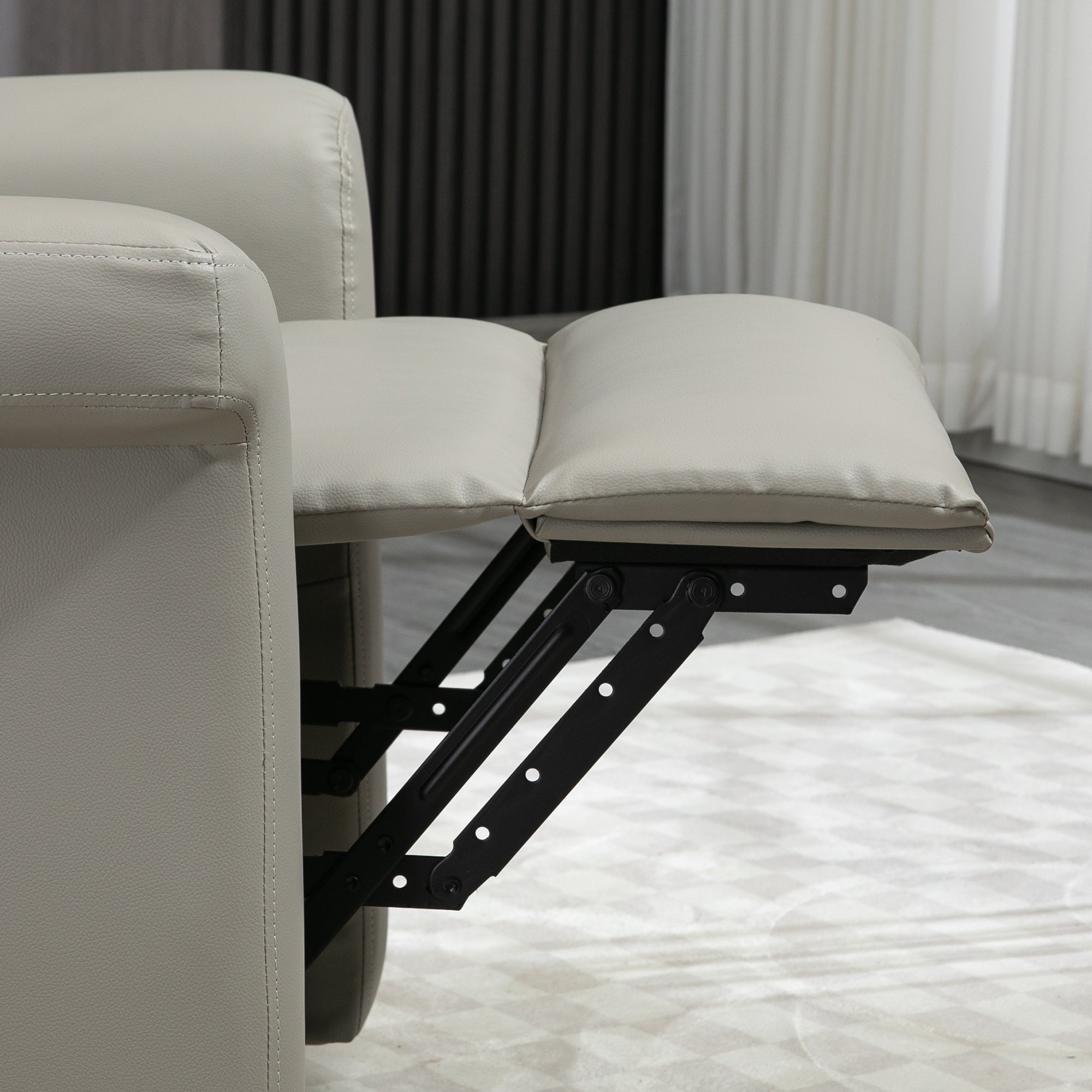 HOMCOM Power Lift Chair Armchair for the Elderly, PU Leather Recliner Chair with Extended Footrest, Remote Control and Side Pocket, Grey