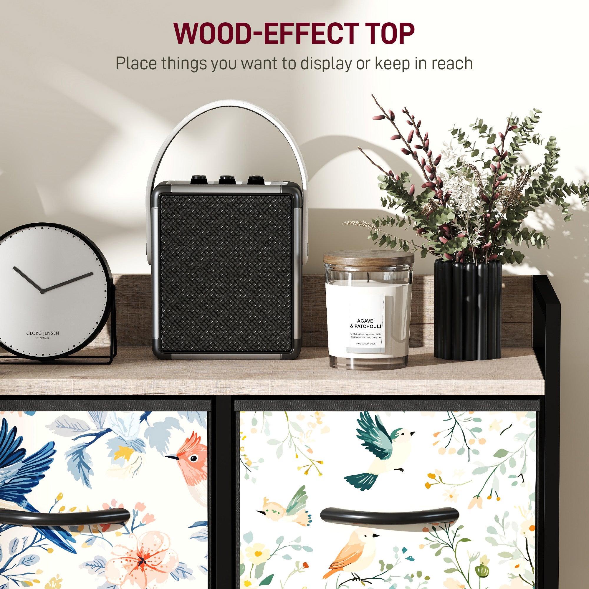 HOMCOM 5-Drawer Chest of Drawers - White