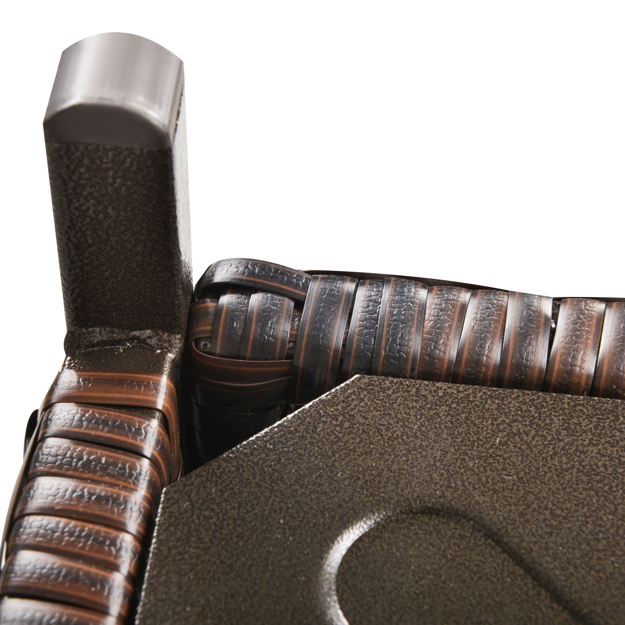 Outsunny Rattan Garden Coffee Table, 55.5 cm Square Wicker Patio Side Coffee Table with 4 cm Umbrella Hole, Metal Bottom and Slatted Top for Outdoor, Balcony, Brown