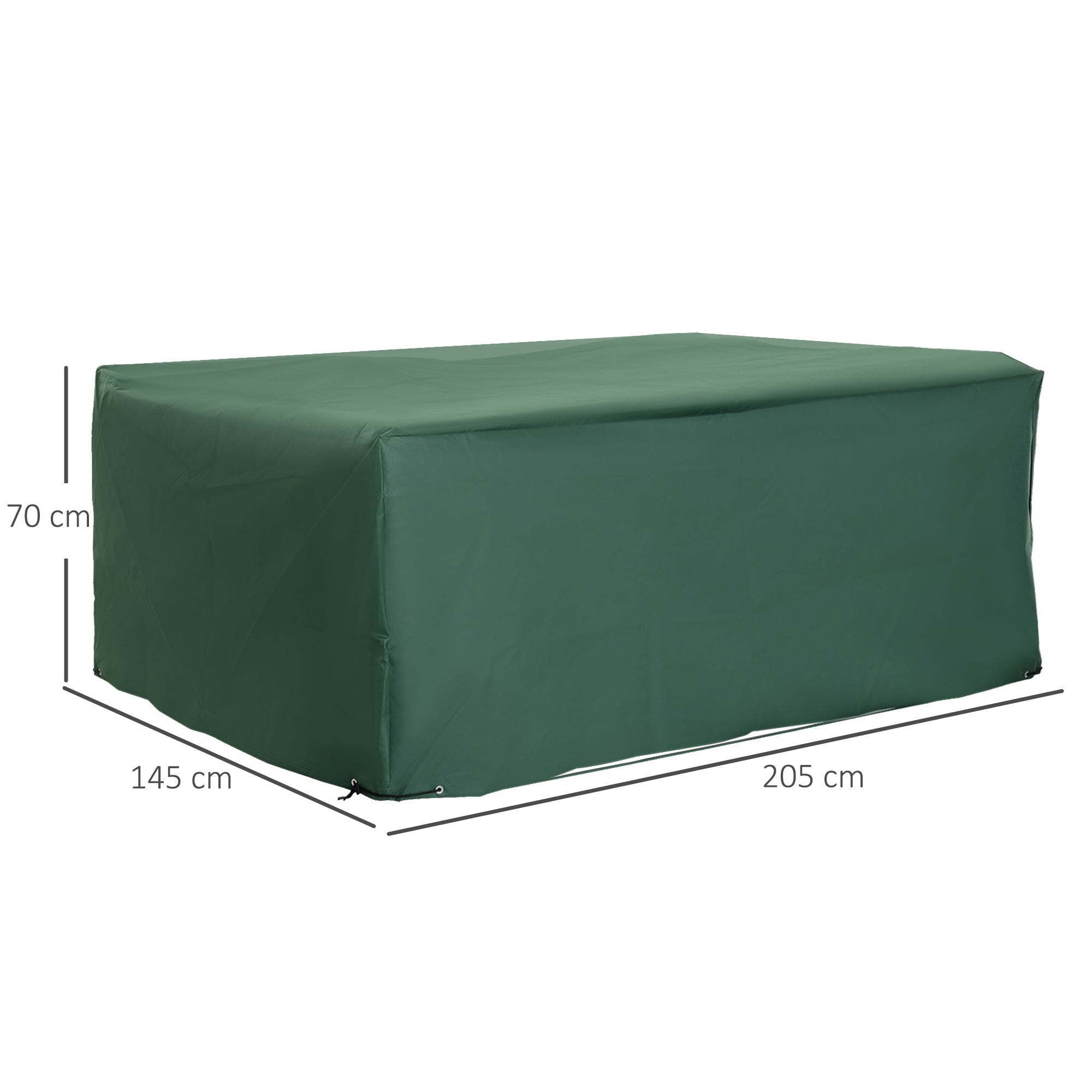 Outsunny Outdoor Garden Furniture Cover Waterproof, Anti-UV 600D Heavy Duty Oxford Fabric Patio Furniture Cover for Rectangular Sofa Table Set, Green, 205 x 145 x 70 cm