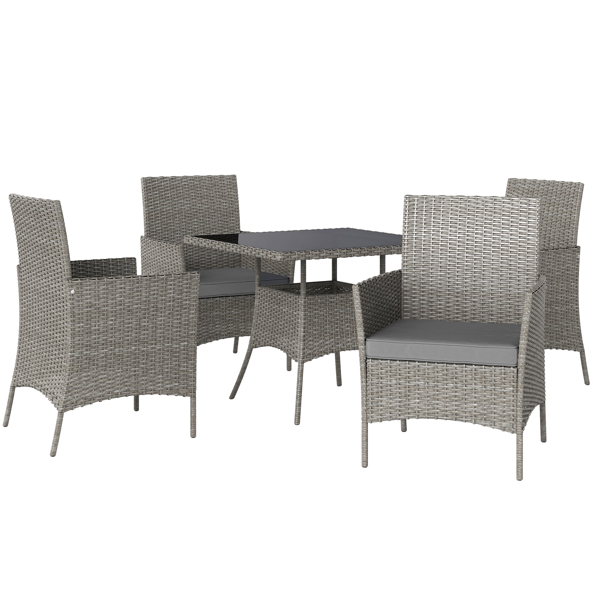 Outsunny Five-Pieces Rattan Dining Set - Light Grey