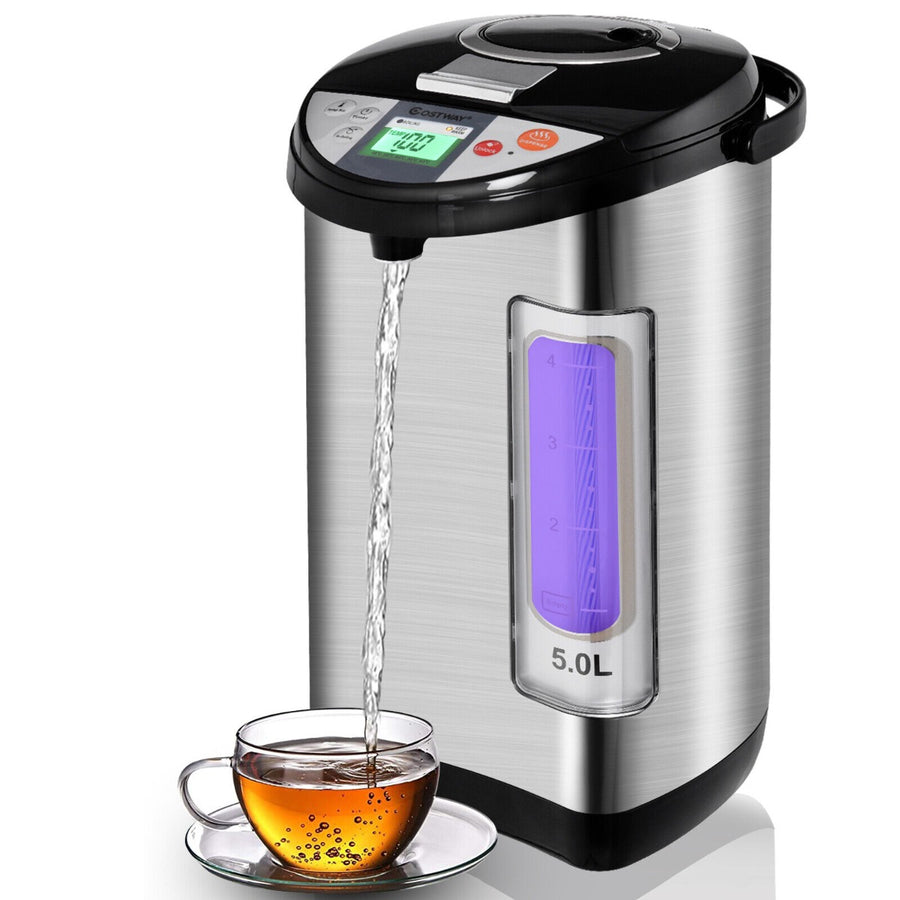 5L Adjustable Instant Hot Electric Water Dispenser with auto-cut off, showing water dispensing into a cup