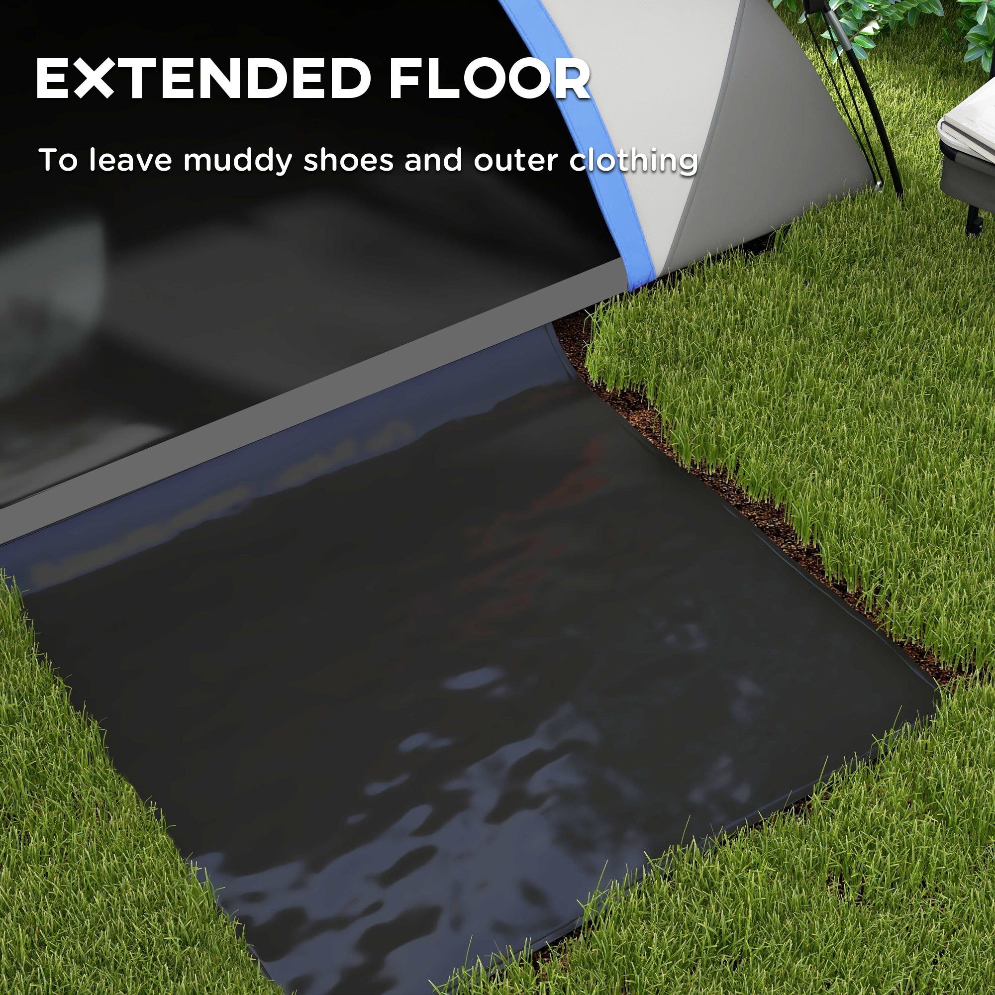 Outsunny Two Man Single Room Dome Tent, with Accessories - Dark Blue/Grey