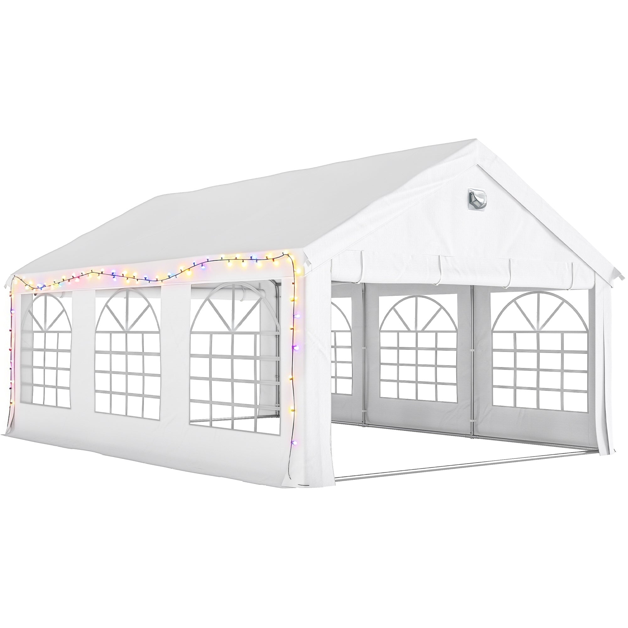 Outsunny 6 x 4 m Party Tent, Heavy Duty Gazebo Canopy with Windows, Outdoor Party Wedding Tent with 4 Removable Sidewalls