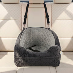 PawHut Dog Car Seat, Detachable Washable Dog Booster Seat with Thick Cushion, Seat Belt, Pockets for Small Under 10kg, Grey