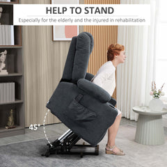 HOMCOM Electric Riser Recliner Armchairi1/4OE Oversized Chair with Cup Holder & Side Pockets for Elderly in Living Room, Charcoal Grey
