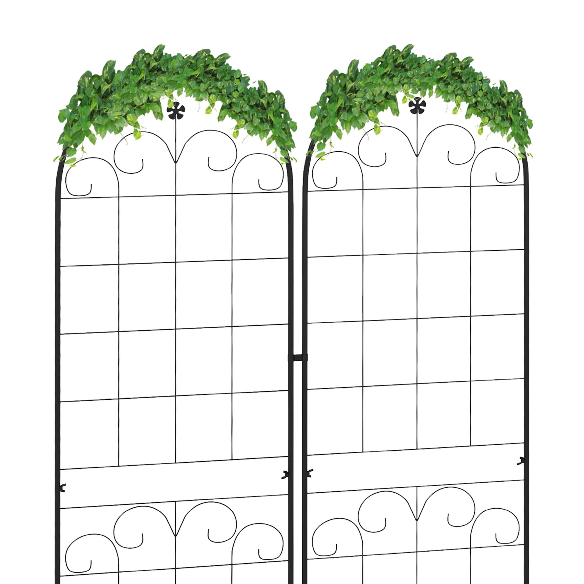 Outsunny Metal Trellis Set of 2, Garden Trellis for Climbing Plants Support Frames, Floral Design