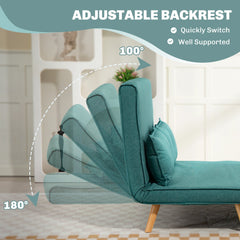 HOMCOM Two-Seater Linen-Look Sofa Bed - Green