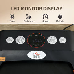HOMCOM Foldable Walking Treadmill, with LED Display and Wheels, for Home, Office, Gym, Red