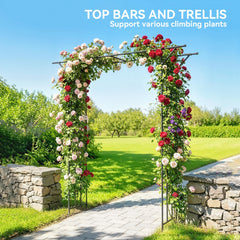 Outsunny Garden Arch, PE-Coated Steel Arbour Trellis for Climbing Plants, Rose Arch, 180 x 40 x 215 cm, Black
