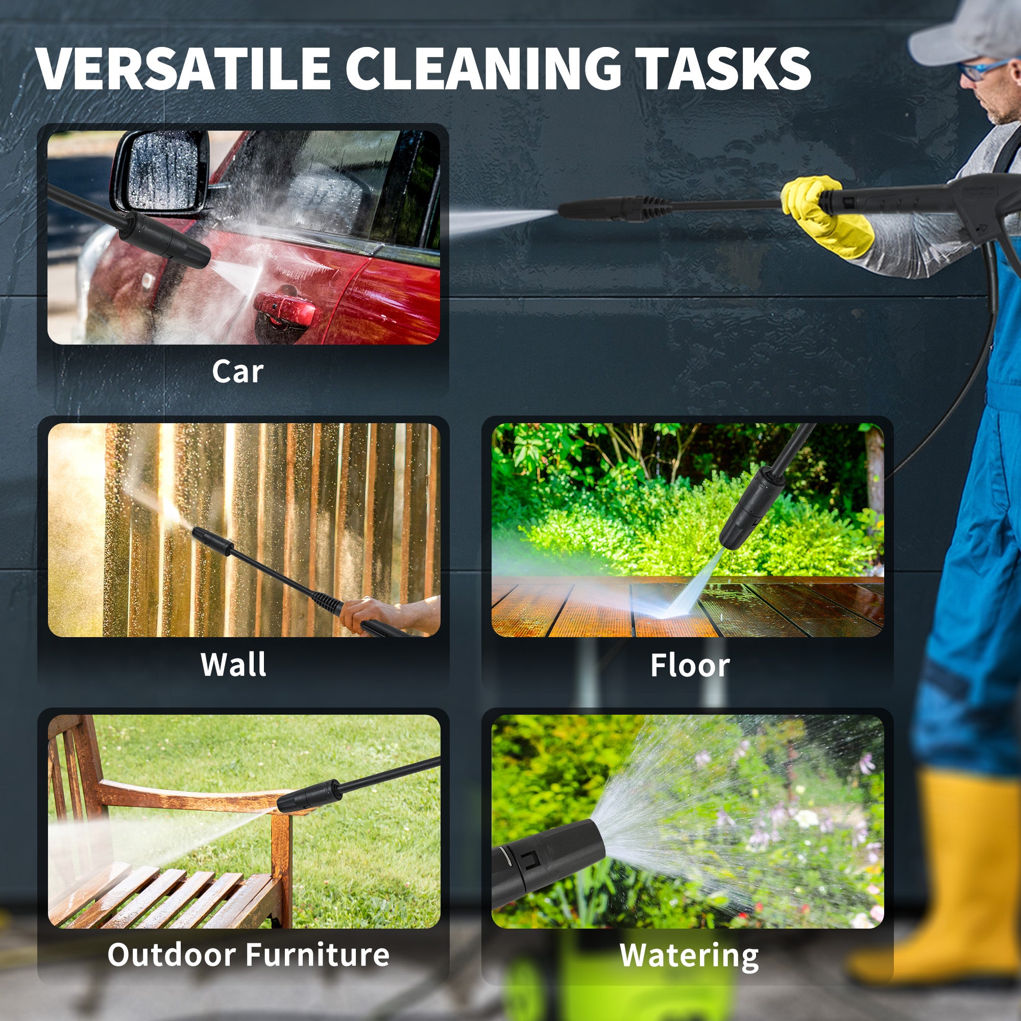 Outsunny 2200W High√Ç Pressure√Ç Washer, 170 Bar Pressure, 420 L/h Flow, Portable Electric Power Washer Jet Wash Cleaner with Adjustable Nozzle 6M Hose and Hose Reel for Home Patio Car Driveway