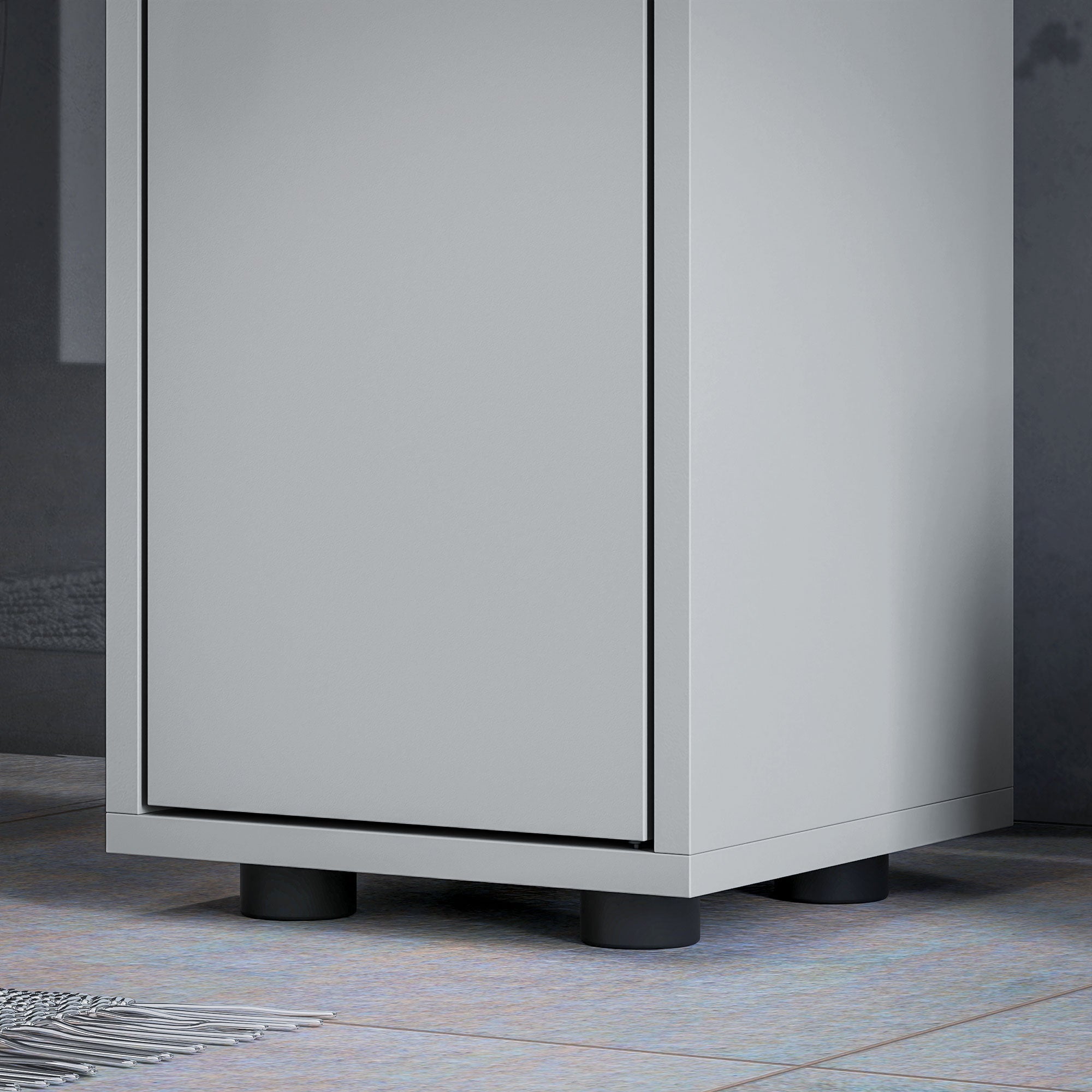 kleankin 180cm Slim Bathroom Cabinet, with Drawer, Shelves and Cupboards - Grey