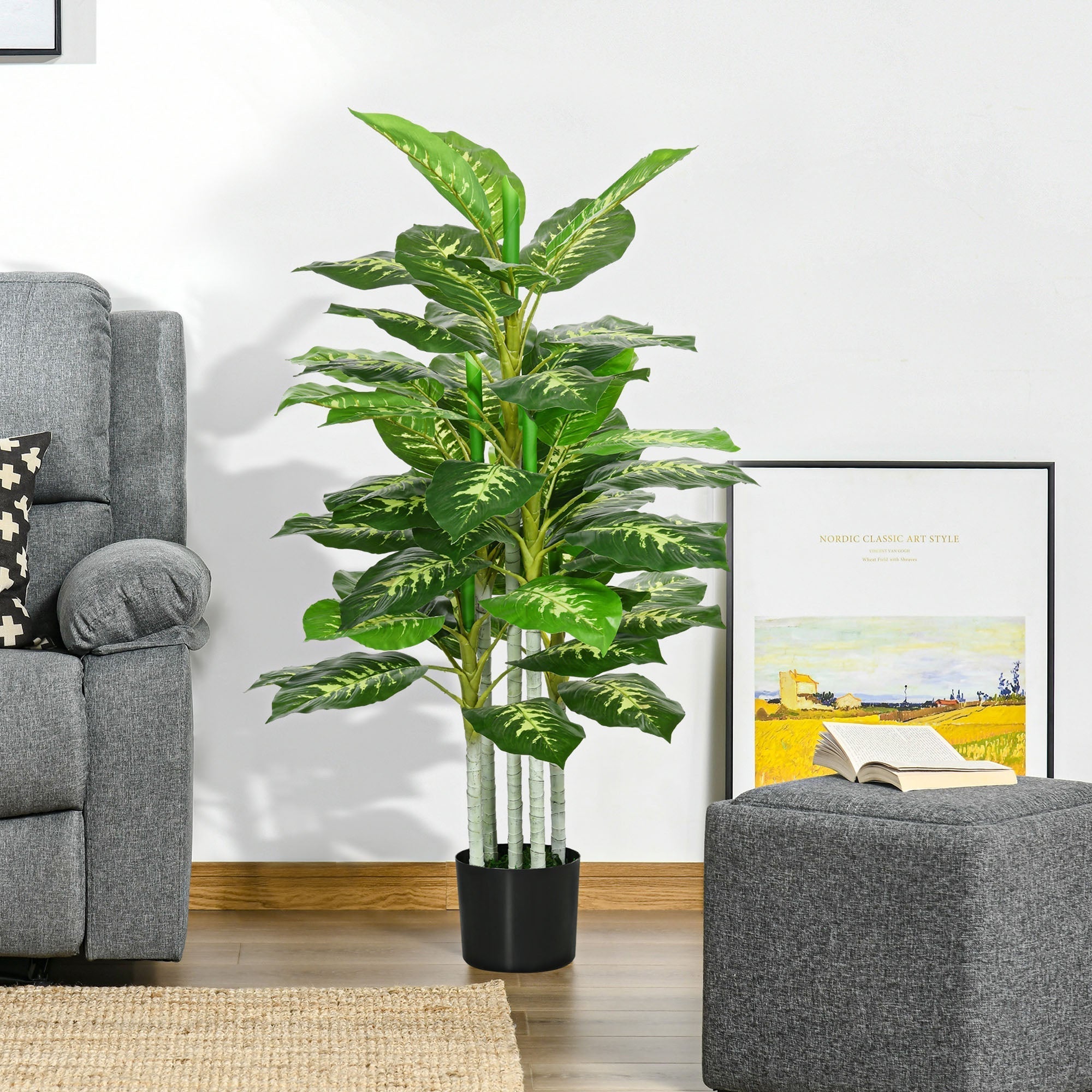 HOMCOM Artificial Evergreen Tree Fake Decorative Plant in Nursery Pot for Indoor Decor, 120cm