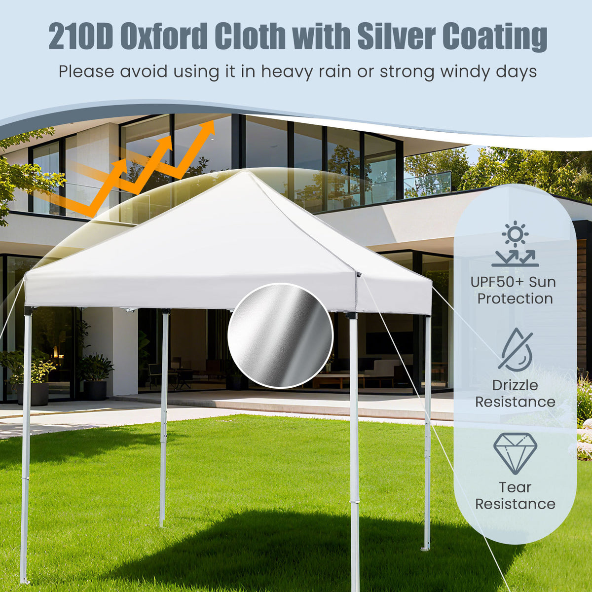 6.5 x 6.5 FT Pop up Canopy Tent Outdoor Patio Commercial Sunshade Shelter with 4 Sidewalls-White