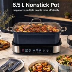 6.5L 6-in-1 Multi Cooker with Sous Vide & Steam Functions and Adjustable Timer Temp
