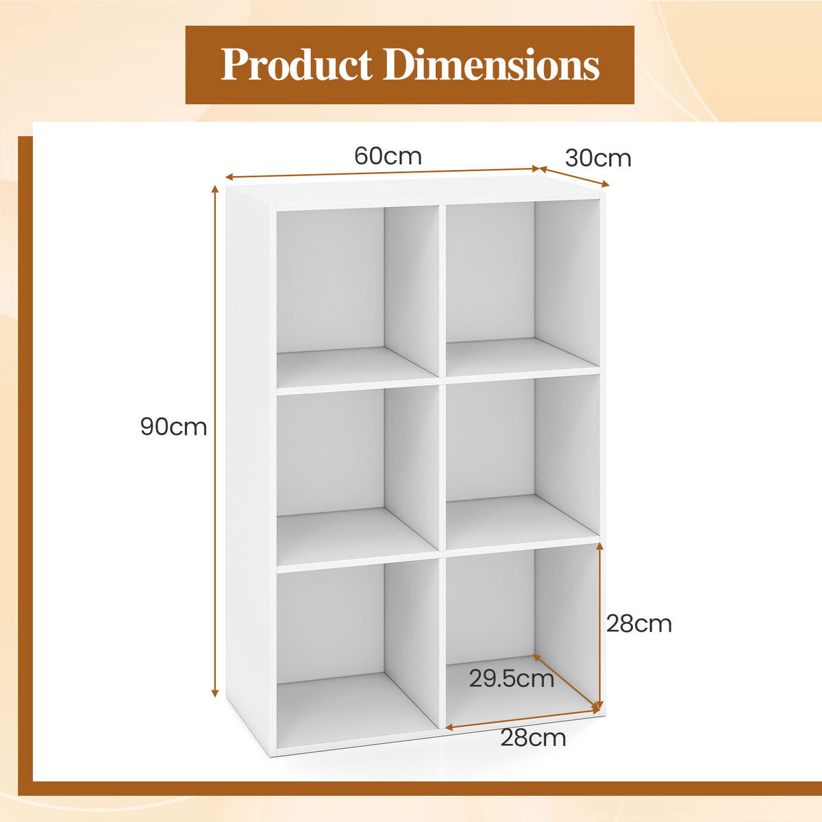 6-Cube Book Shelf Wooden Bookshelf Modern Bookcase Storage Organizer