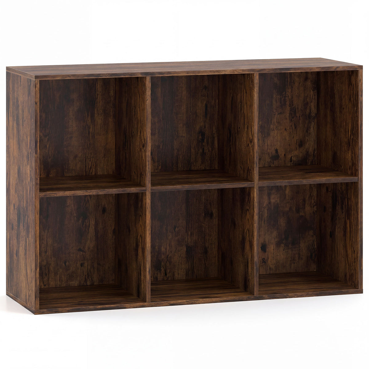 6-Cube Bookcase 3-Tier Storage Organizer with Anti-Tipping Kits for Living Room Study-Coffee