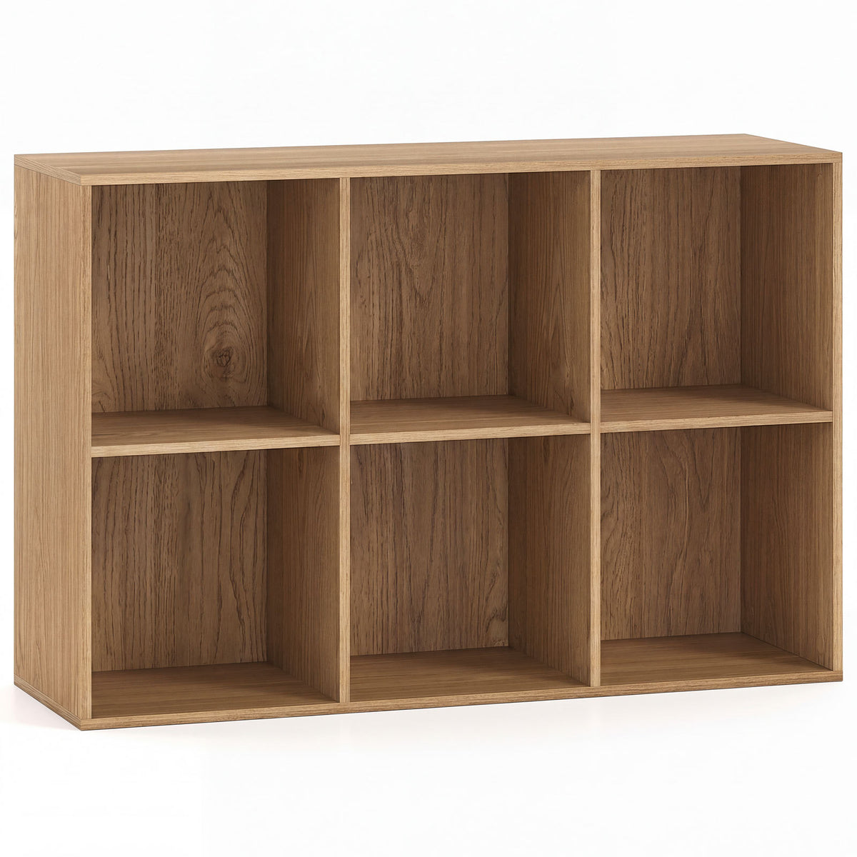 6-Cube Bookcase 3-Tier Storage Organizer with Anti-Tipping Kits for Living Room Study-Natural