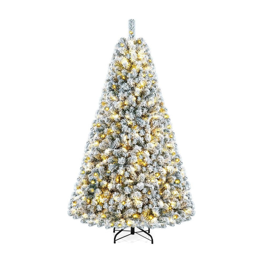 6 FT Snow-Flocked Artificial Christmas Tree with 230 Warm White LED Lights and 928 Branch Tips-Green