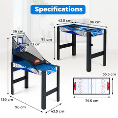 6-In-1 Multi Game Table with Air Hockey Table Tennis Basketball Billiards Shuffleboard Bowling-Blue