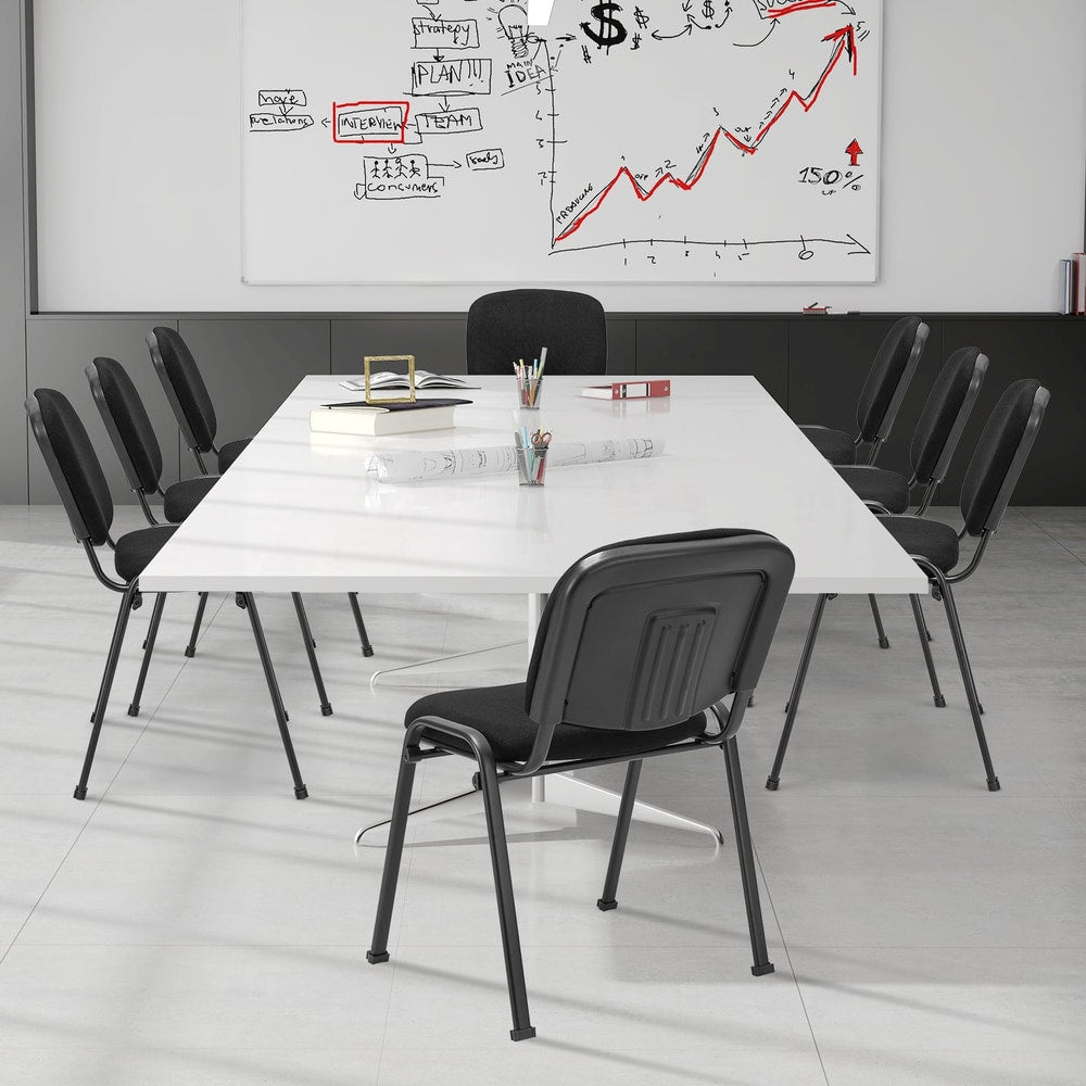 6-Pack Conference Chair Set with Metal Frame and Padded Cushion-Black