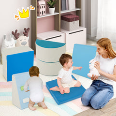6 Piece Foam Climbing Toys for Toddlers with PU Leather Cover-Blue